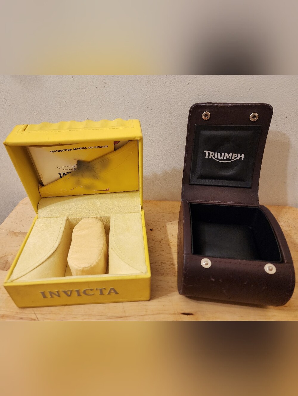 Invicta Yellow Watch Storage Box with Cushioned Interior & Triumph Watch Box